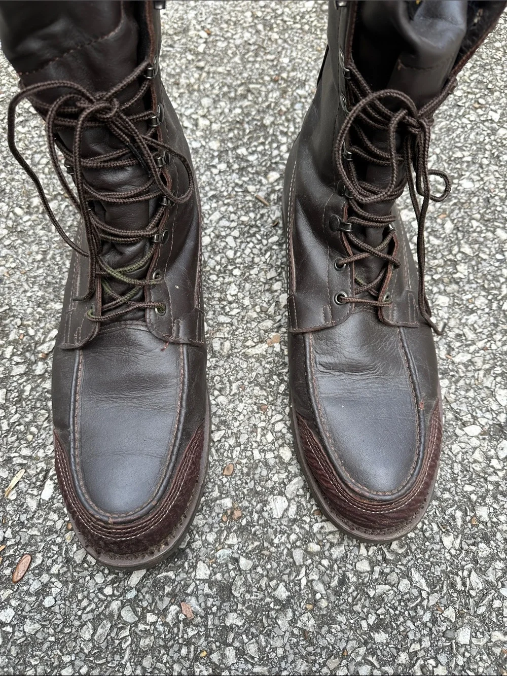 Browning Dark Brown Leather Moc Toe Lace-Up Men's Boots Vintage Made in USA
